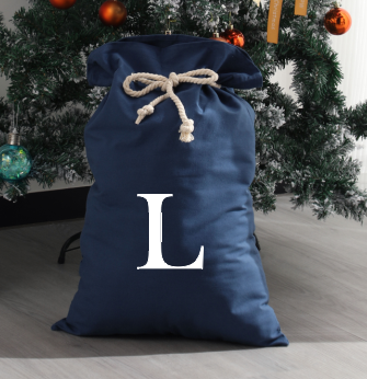 Navy Canvas Santa Sack with L