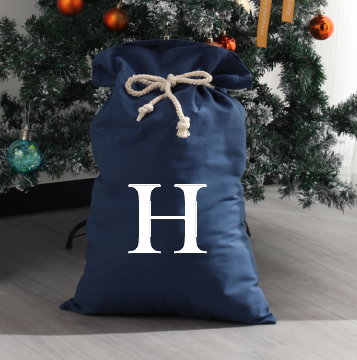 Navy Canvas Santa Sack with H