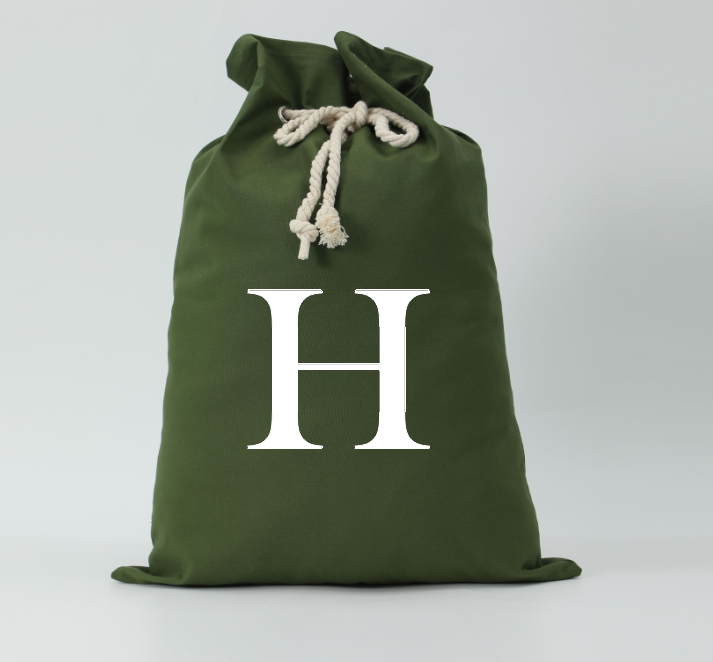 Green Canvas Santa Sack with H