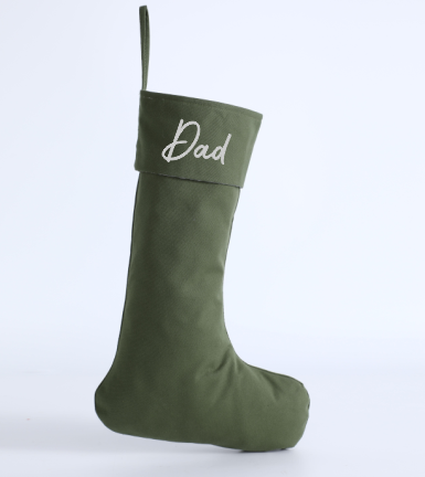 Green Canvas Stocking with Dad