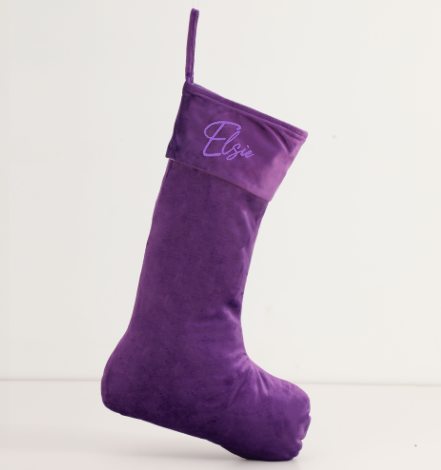 Lilac Velvet Stocking with Elsie