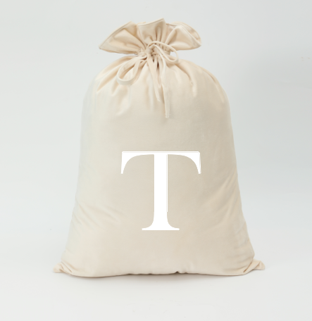Cream Velvet Santa Sack with T