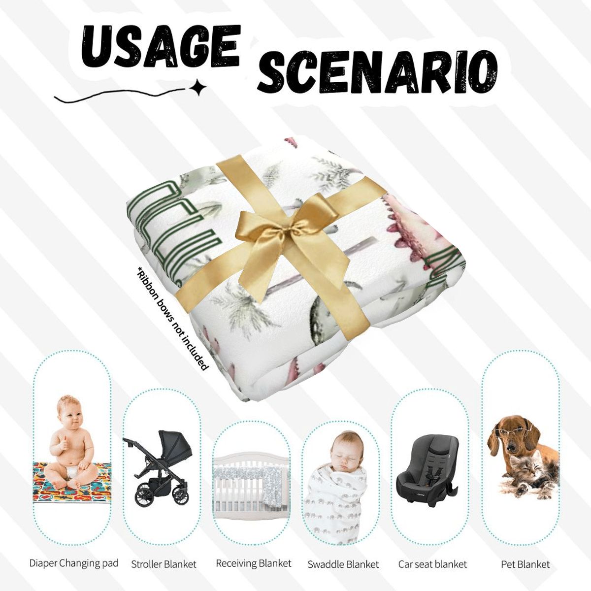 Personalised Baby Swaddle & Beanie Set - Dino