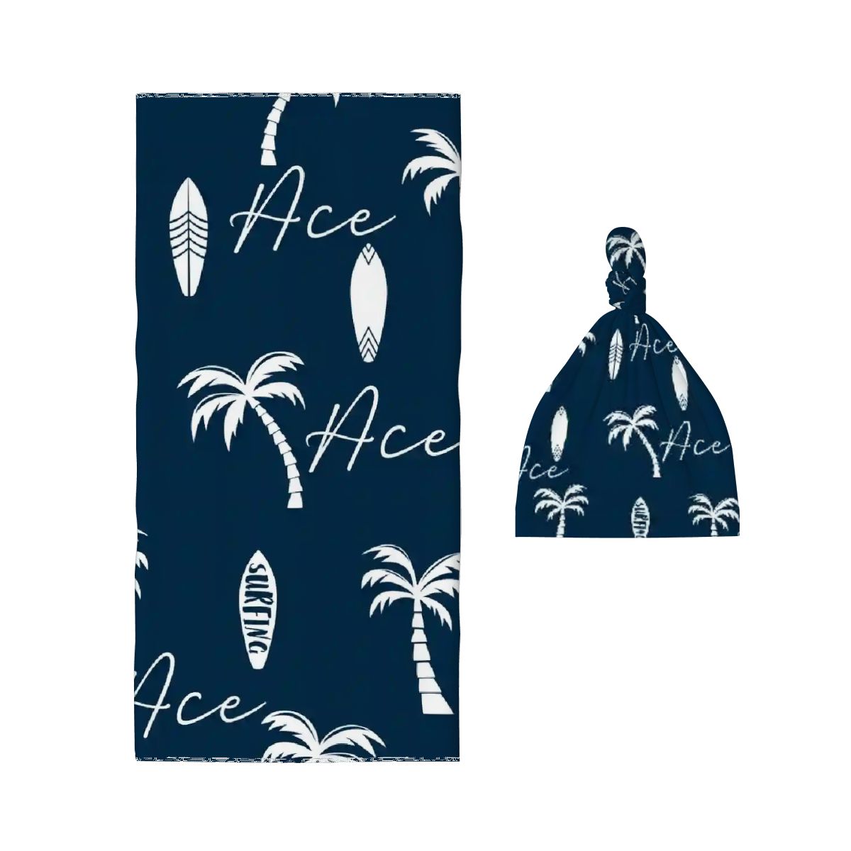 Personalised Baby Swaddle & Beanie Set - Beach