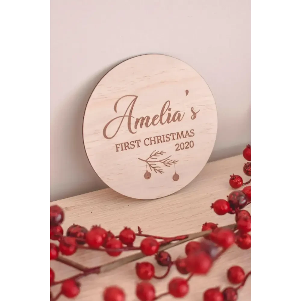 Baby's First Christmas Plaque 2025 - Timber Tinkers