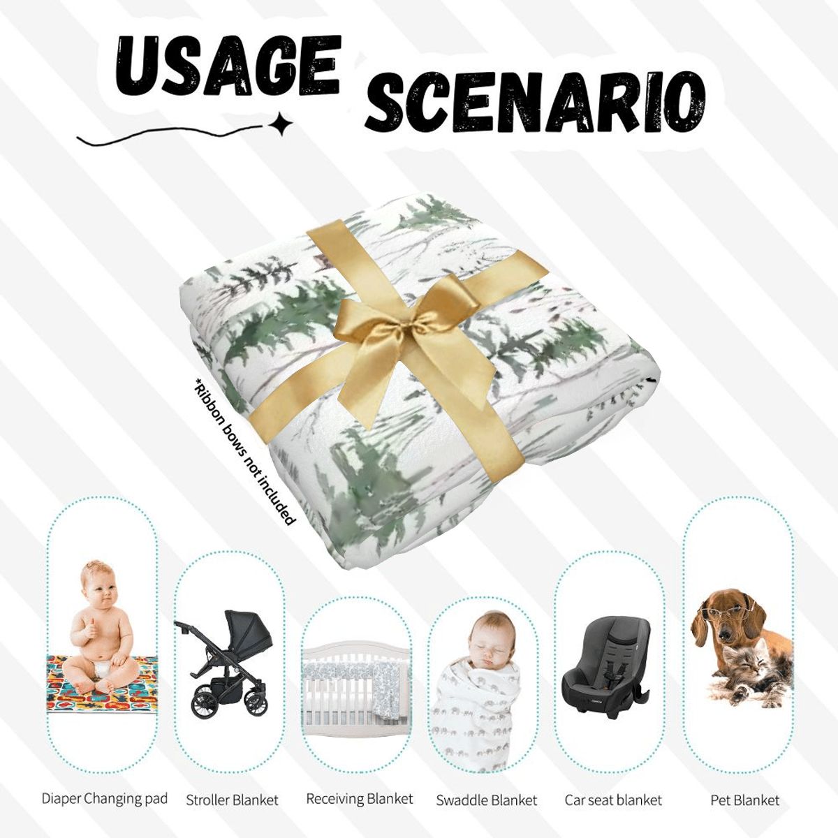 Personalised Baby Swaddle & Beanie Set - Forest
