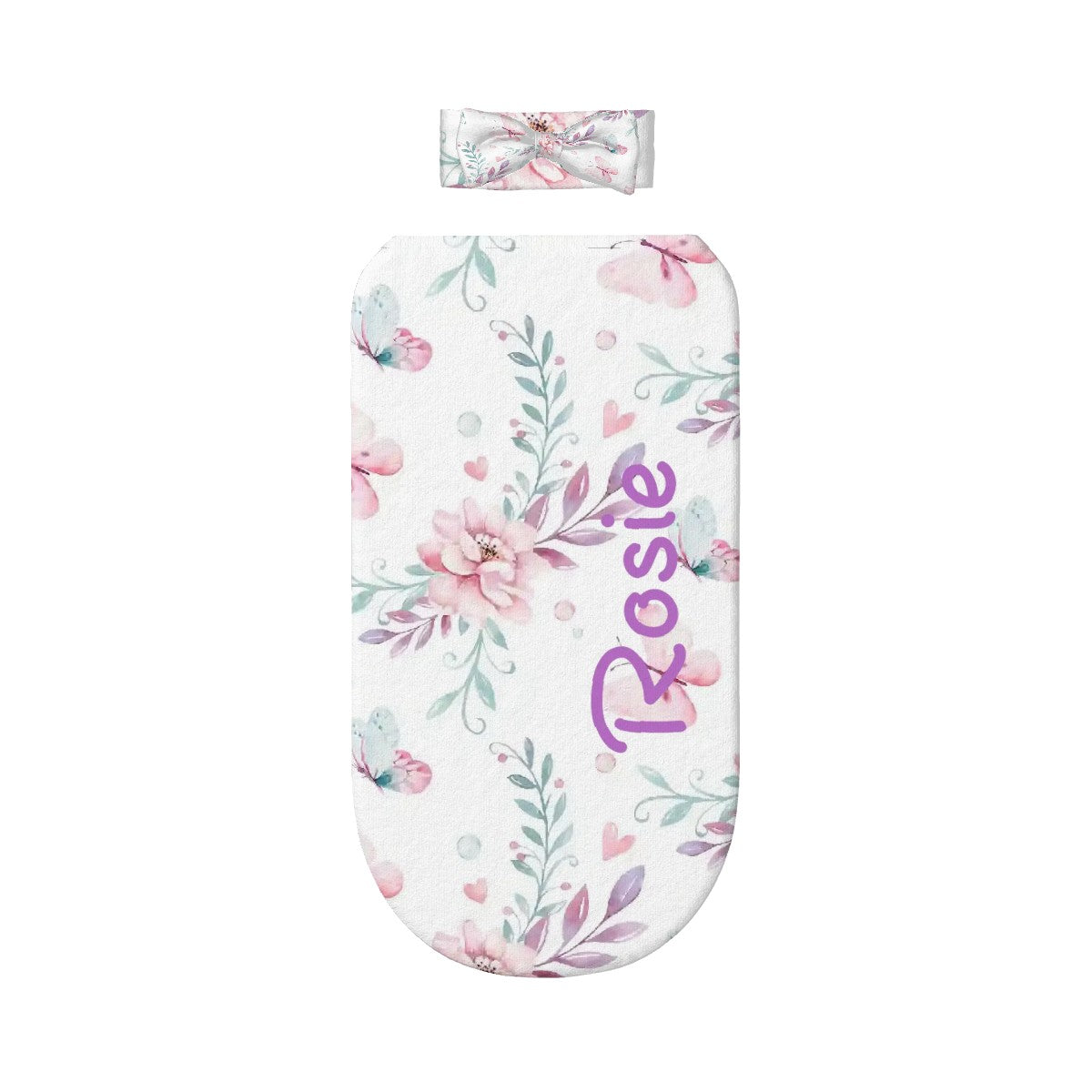 Personalised Baby Swaddle & Headband Set - Butterfly