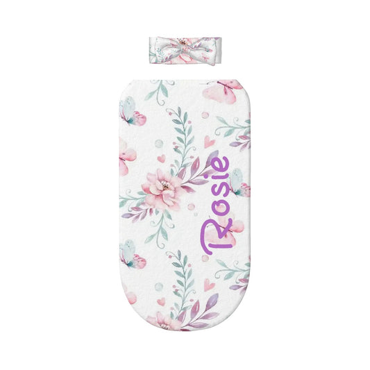 Personalised Baby Swaddle & Headband Set - Butterfly