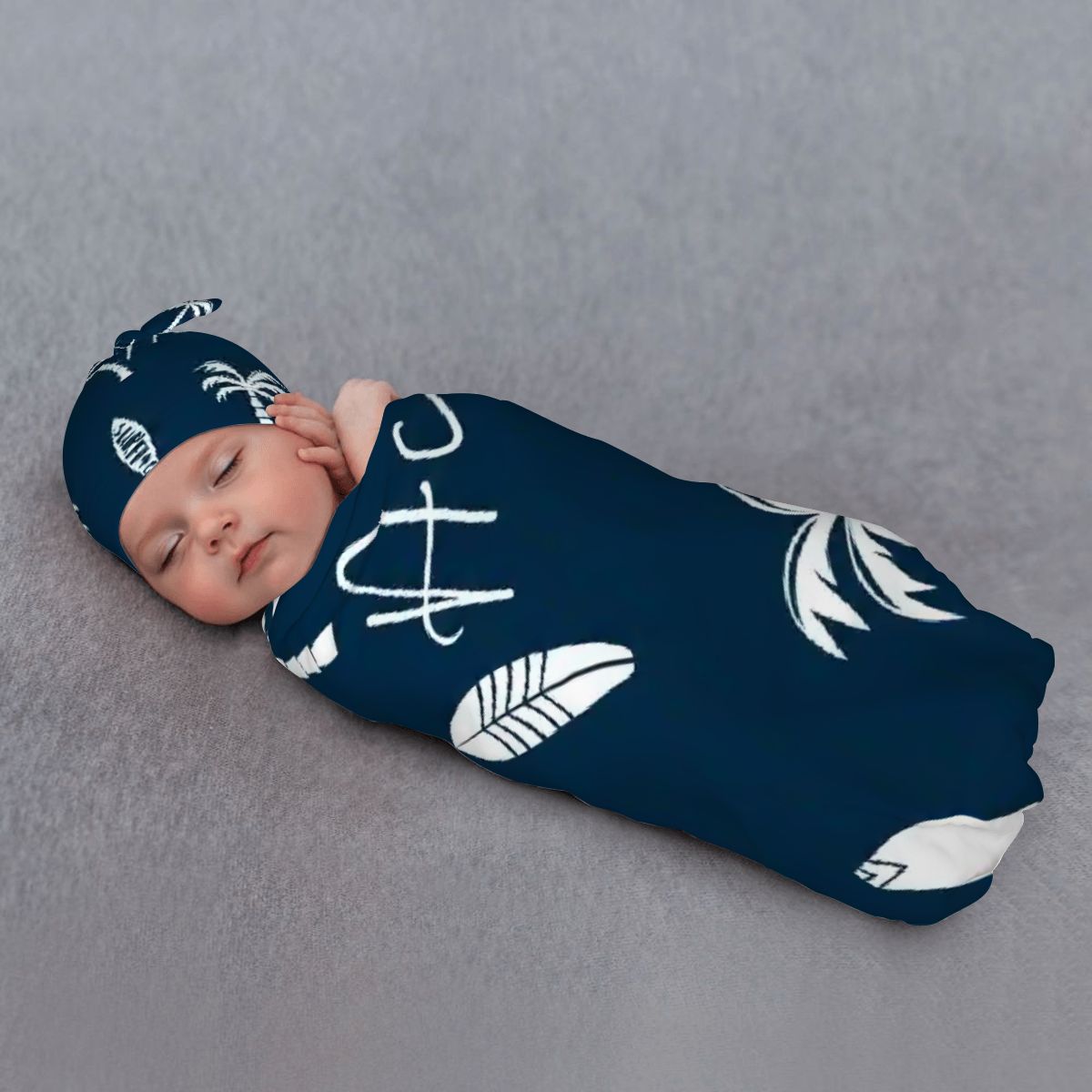 Personalised Baby Swaddle & Beanie Set - Beach