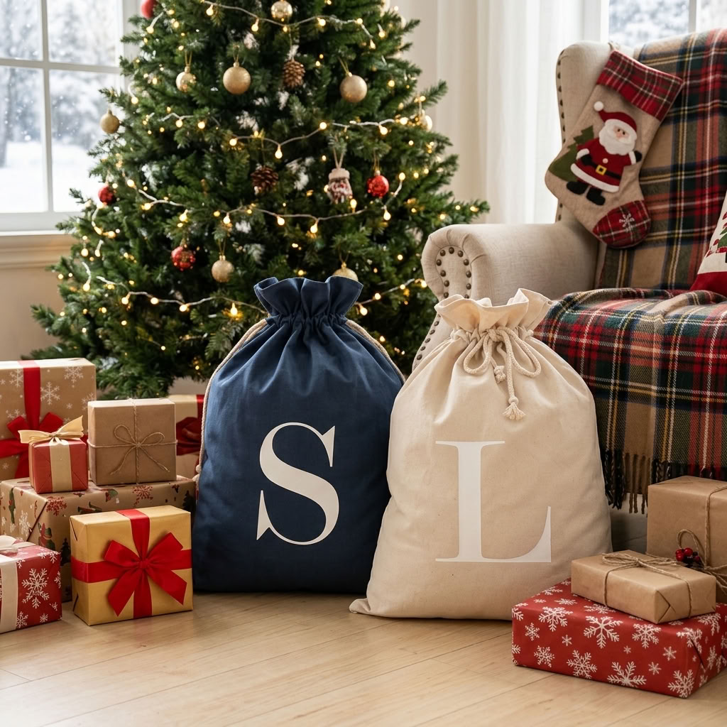 MONOGRAM Personalised Canvas Santa Sacks - Multiple Colours