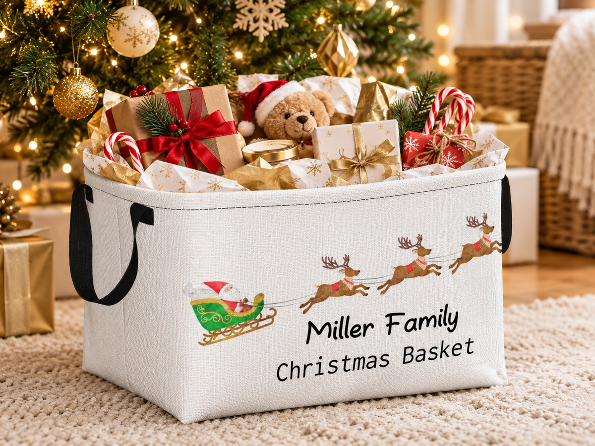 Personalised Christmas Storage Basket - Santa Sleigh