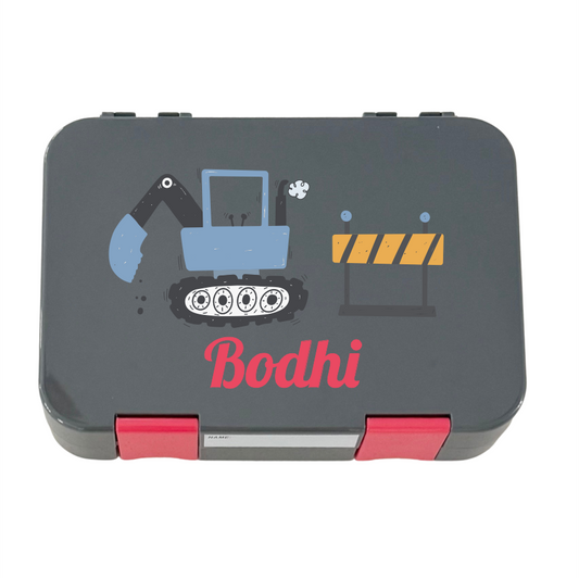 Personalised Lunch Boxes - Grey Construction