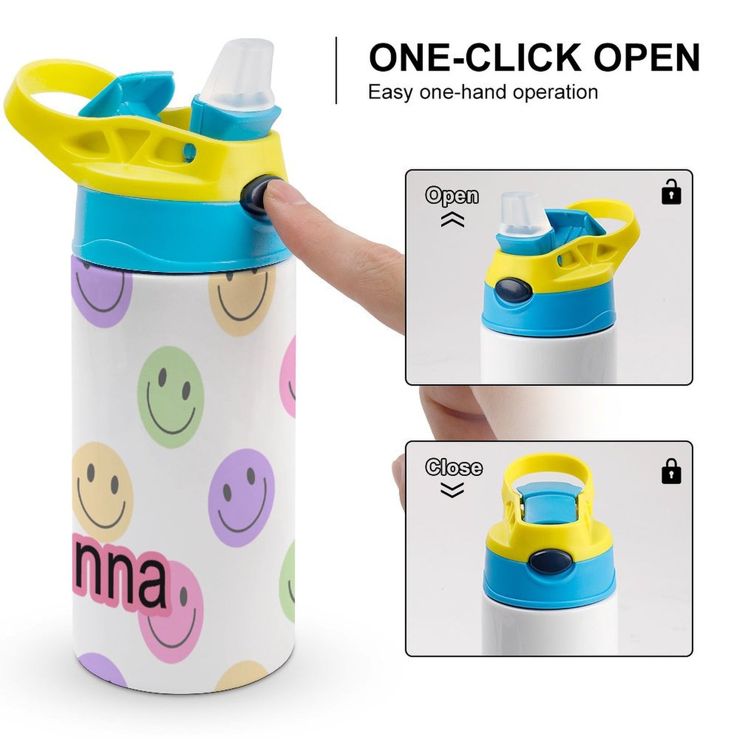 Personalised Kids Water Bottle - Smiley Face