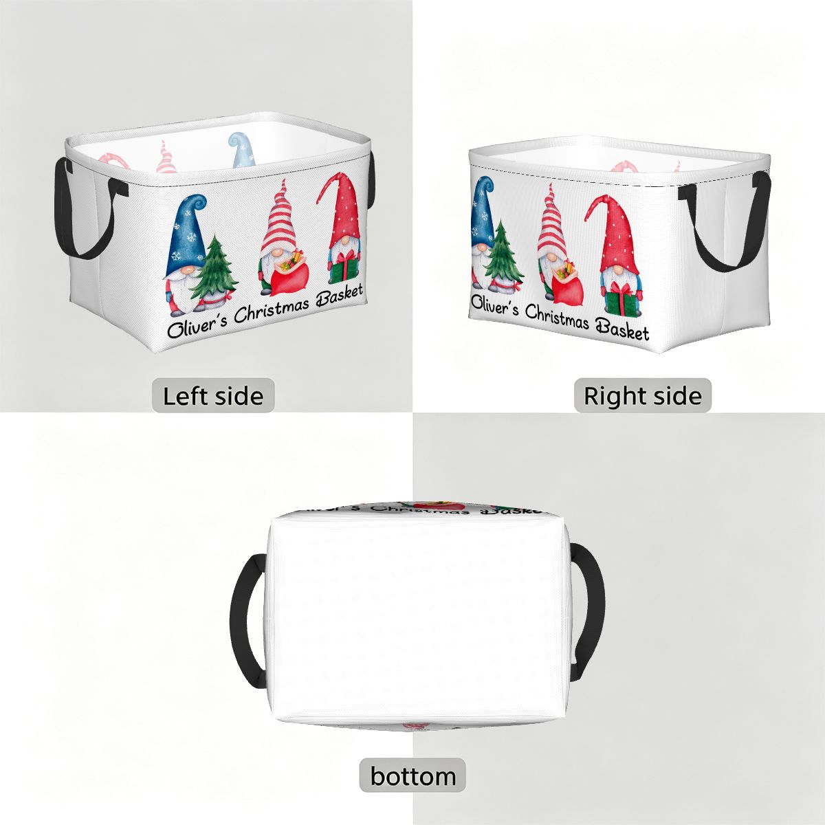 Personalised Christmas Storage Basket - Christmas Gnomes