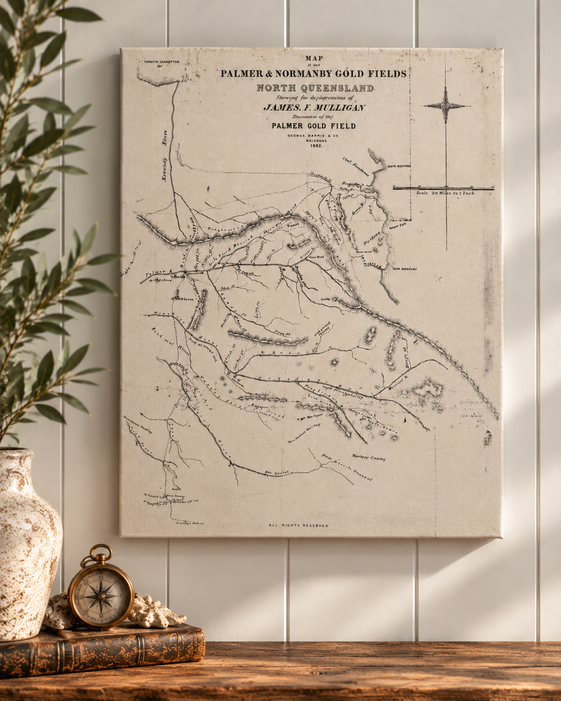 Palmer River Gold Rush Map – Vintage Queensland Historical Canvas Print