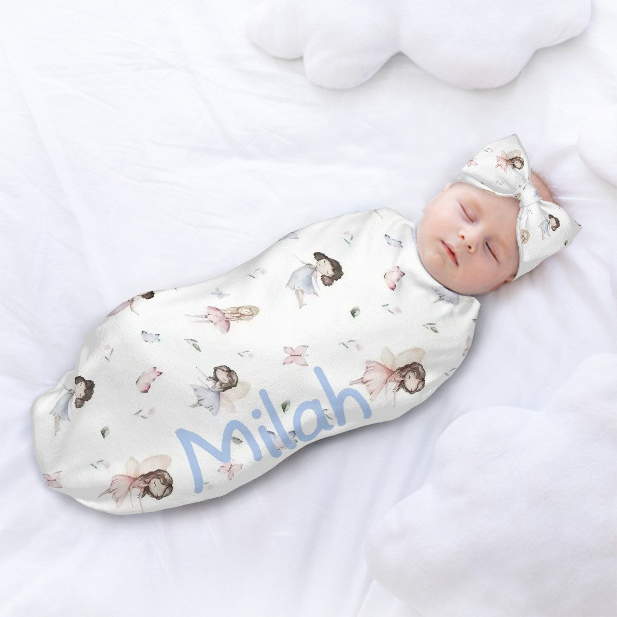 Personalised Baby Swaddle & Headband Set - Fairy
