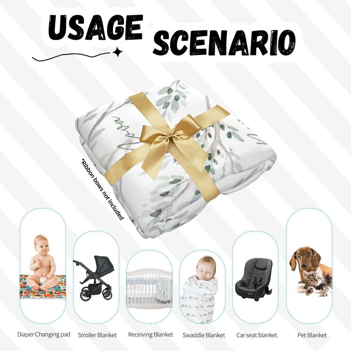 Personalised Baby Swaddle & Beanie Set - Botanical