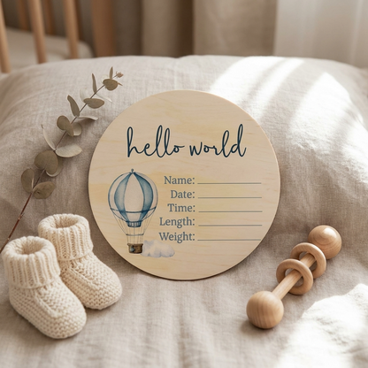 Hot Air Balloon Wooden Birth Disc