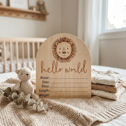 Hello World Lion Wooden Arch Birth Disc