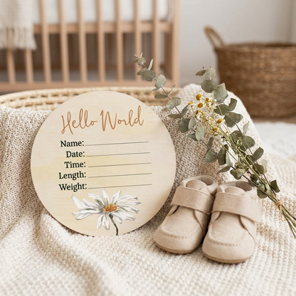 Daisy Wooden Birth Disc