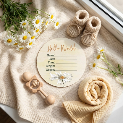 Daisy Wooden Birth Disc