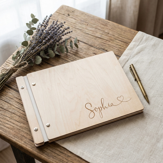 Personalised Wooden Scrapbook - Heart