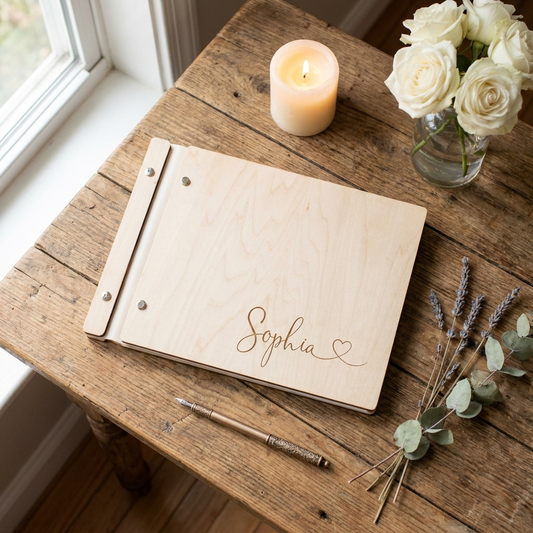 Personalised Wooden Scrapbook - Heart