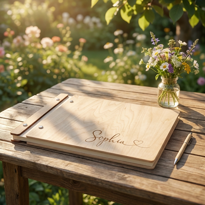 Personalised Wooden Scrapbook - Heart
