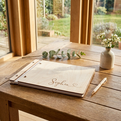 Personalised Wooden Scrapbook - Heart