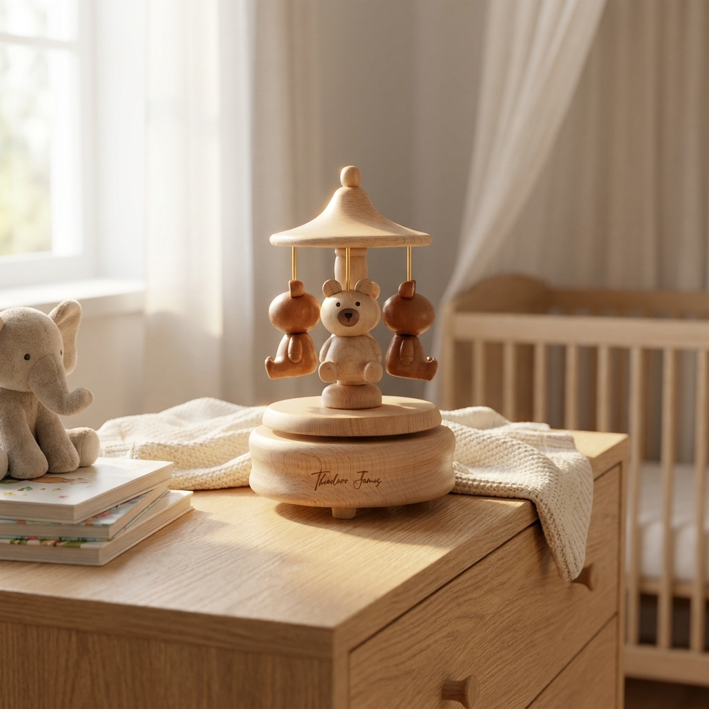 Teddy Bear Wooden Music Box