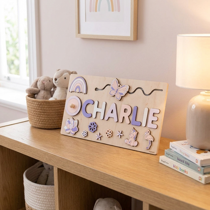 Personalised Montessori Wooden Name Board