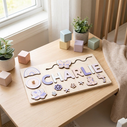 Personalised Montessori Wooden Name Board