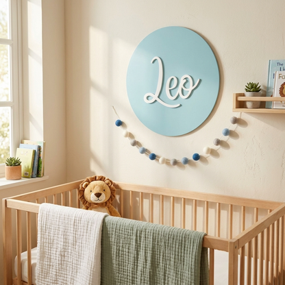 Personalised Acrylic Round Name Sign for Nursery Décor