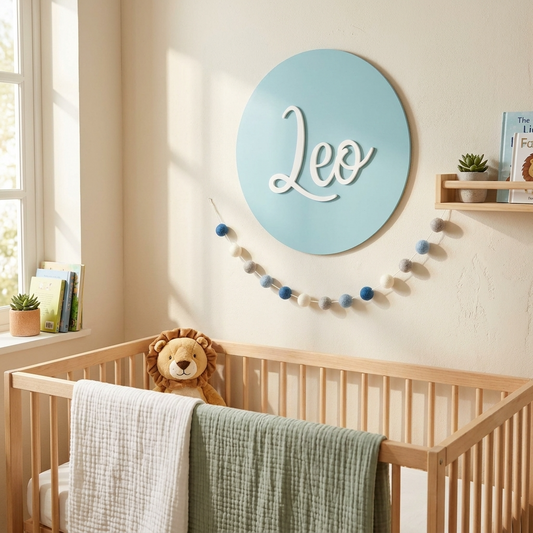 Personalised Acrylic Round Name Sign for Nursery Décor