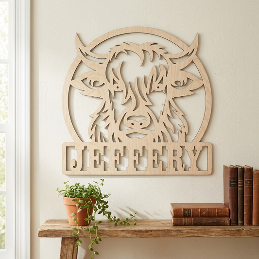 Highland Cow Name Sign