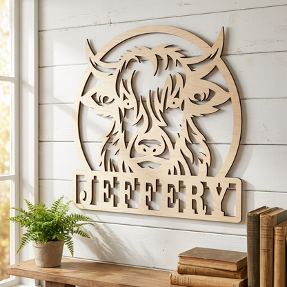 Highland Cow Name Sign