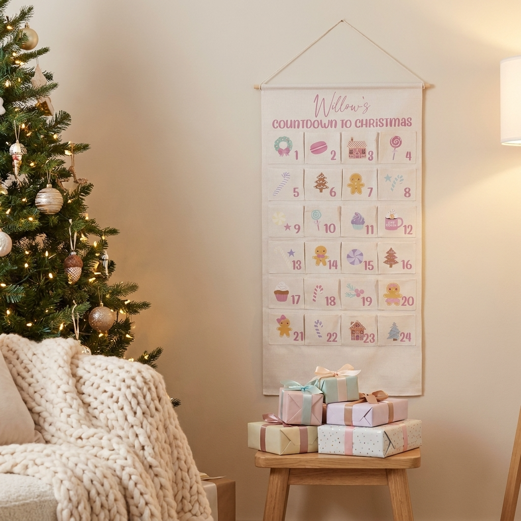 Personalised Large Christmas Advent Calendar - Pink Pastels