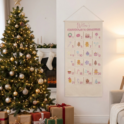 Personalised Large Christmas Advent Calendar - Pink Pastels