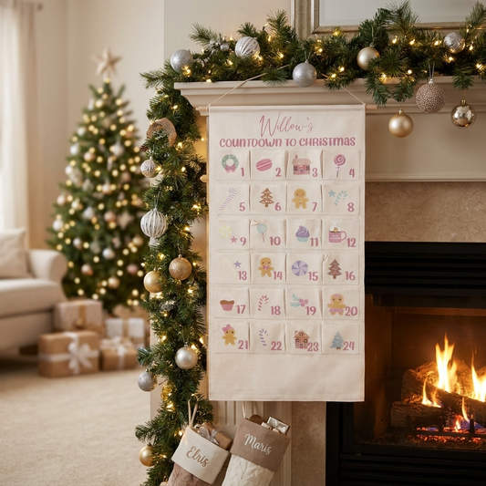 Personalised Large Christmas Advent Calendar - Pink Pastels