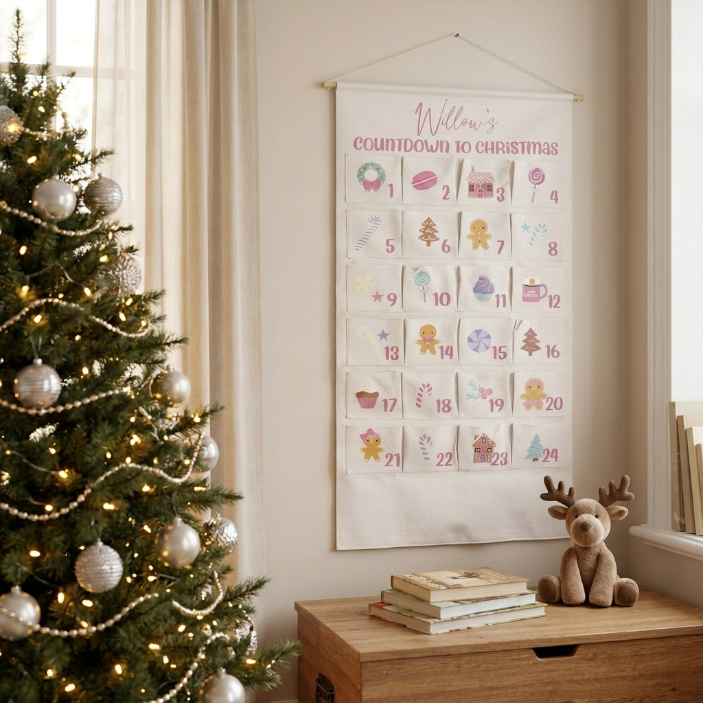 Personalised Large Christmas Advent Calendar - Pink Pastels