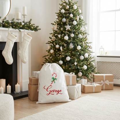 Personalised Premium Linen Santa Sack  – Classic Christmas Collection