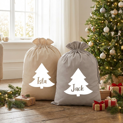 Personalised Velvet Santa Sack - Tree
