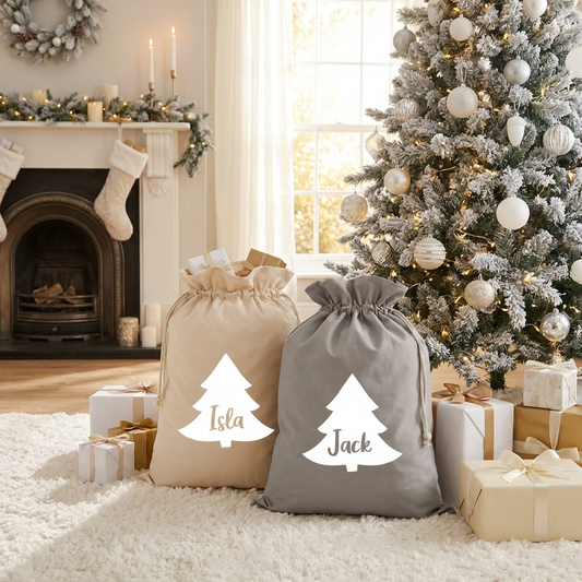 Personalised Velvet Santa Sack - Tree