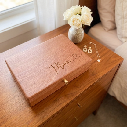Personalised Wooden Jewellery Box - Heart