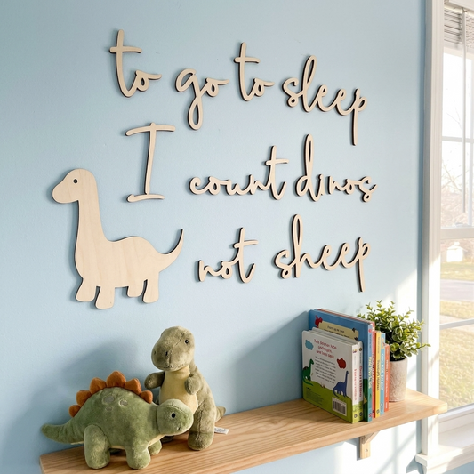 to go to sleep I count dinos not sheep wall plaque