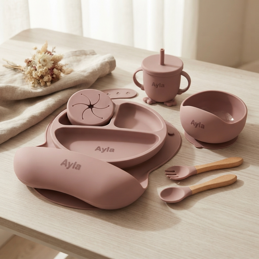 Personalised Silicone Bibs and Baby Feeding Set