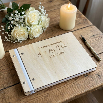 Personalised Wedding Wooden Scrapbook