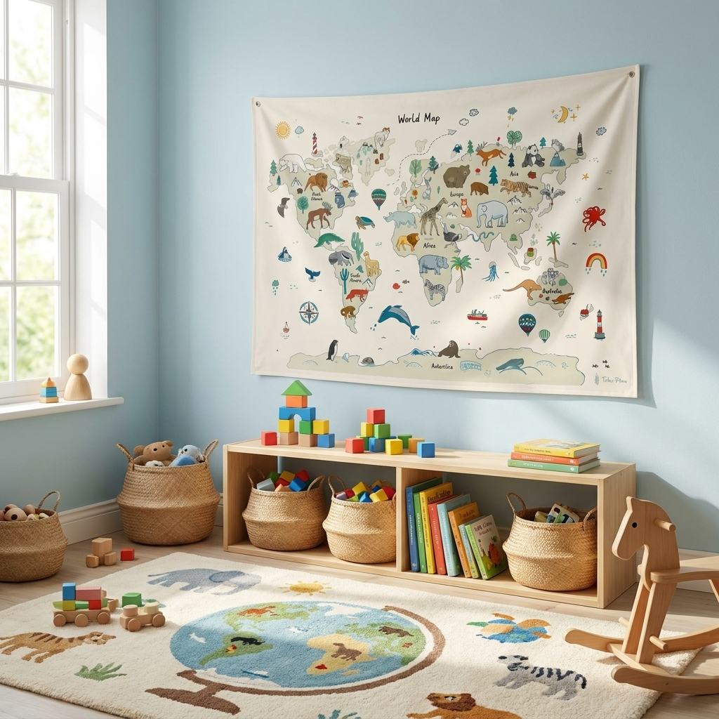 Animal Map Canvas Wall Hang