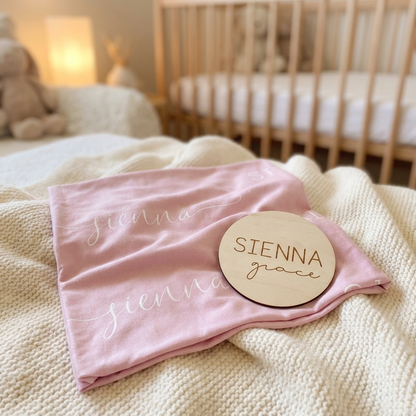 Personalised Baby Name Wood Disc - BLOCK
