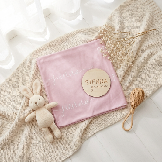 Personalised Baby Name Wood Disc - BLOCK